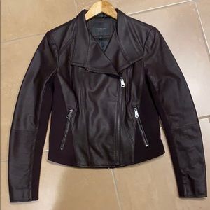 Leather burgundy moto jacket